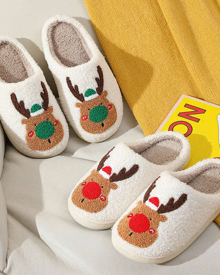 Christmas Shoes Winter Home Slippers Elk Soft Cozy Bedroom Slipper Slip On House Shoes
