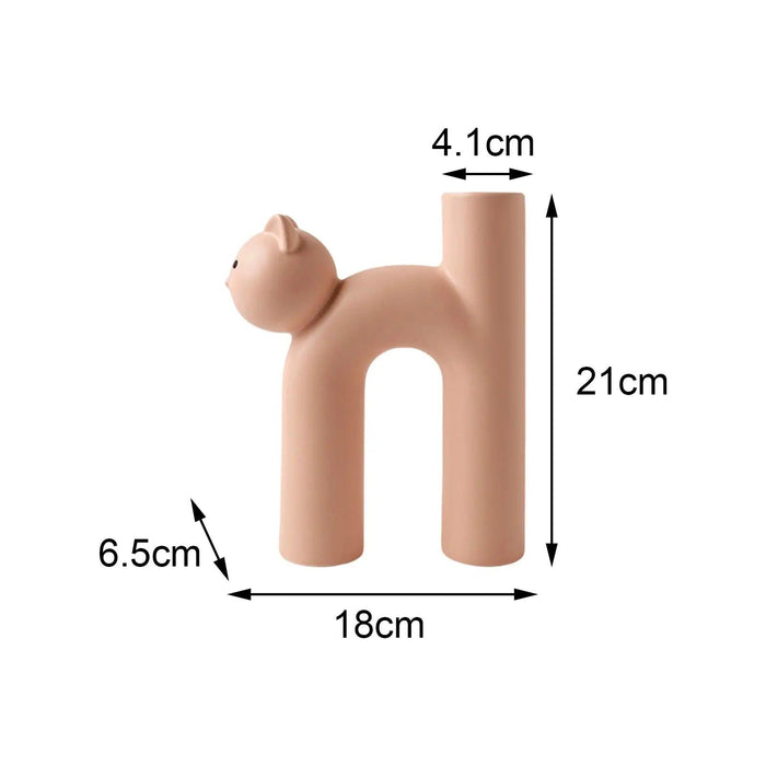 Whimsical Nordic Cat-Shaped Matte Ceramic Vase - Charming Home and Office Decor
