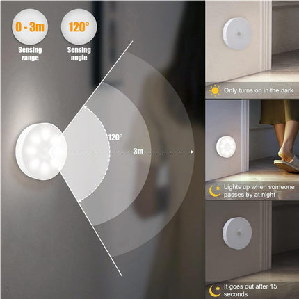 6 Pack Under Cabinet Lights Puck Lights 16 LEDs Wireless Motion Sensor