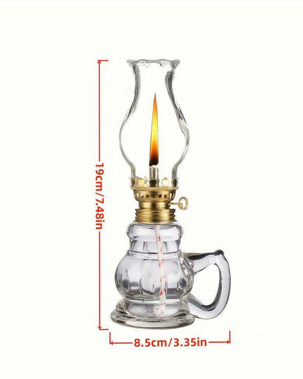 Vintage Adjustable Glass Oil Lamp - Elegant Handheld Lighting for Home, Festivals, and Emergencies