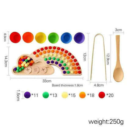 Rainbow Woodland Montessori Educational Toy - Wood & Wool Learning Board