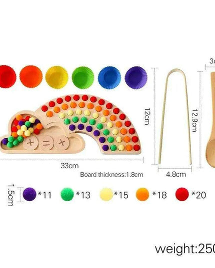 Rainbow Woodland Montessori Educational Toy - Wood & Wool Learning Board