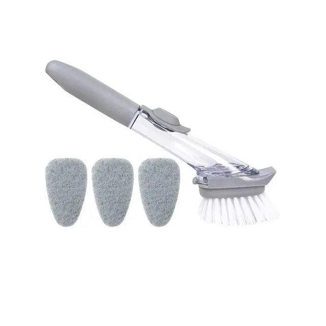 Effortless Long Handle Sponge Dish Washing Brush with Automatic Liquid Dispenser for Quick and Eco-Friendly Cleaning