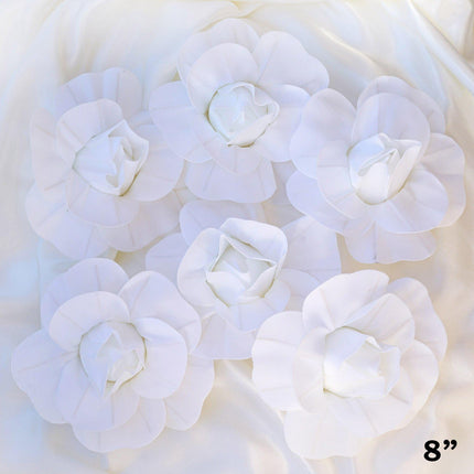 AliKopy 6 Pack 8" Real Touch White Foam Roses - DIY Craft Flowers