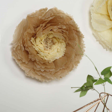 AliKopy Set of 6 Taupe Giant 3D Paper Carnation Wall Flowers - 12"-20