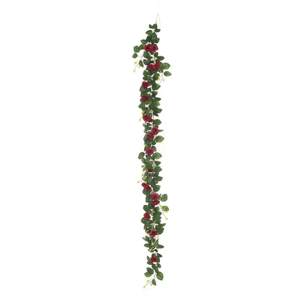 AliKopy 6ft Burgundy Silk Rose Garland - Realistic Hanging Vine Decor
