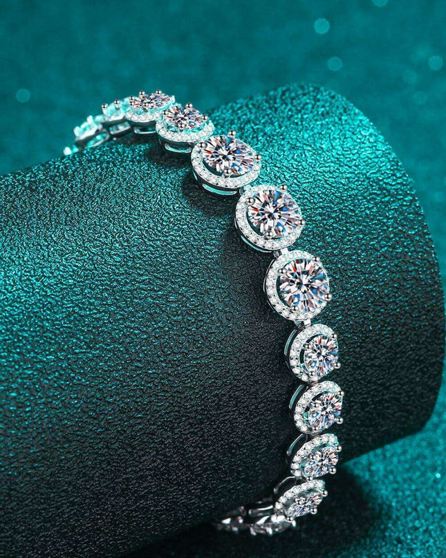 Elegant Moissanite and Zircon Silver Bracelet