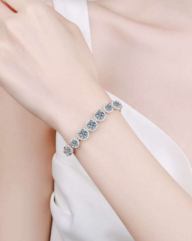 Elegant Moissanite and Zircon Silver Bracelet