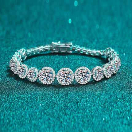 Elegant Moissanite and Zircon Silver Bracelet