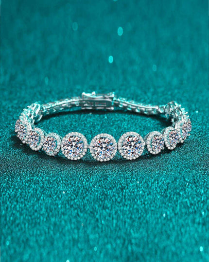 Elegant Moissanite and Zircon Silver Bracelet