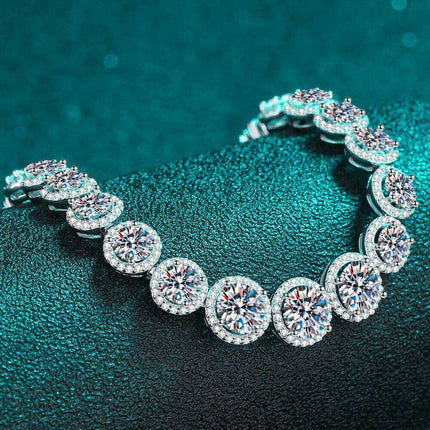 Elegant Moissanite and Zircon Silver Bracelet