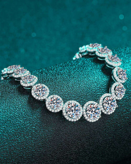 Elegant Moissanite and Zircon Silver Bracelet