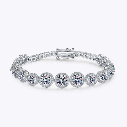 Elegant Moissanite and Zircon Silver Bracelet