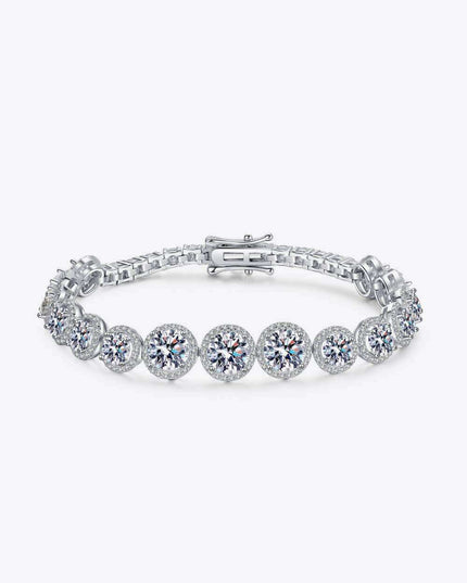 Elegant Moissanite and Zircon Silver Bracelet