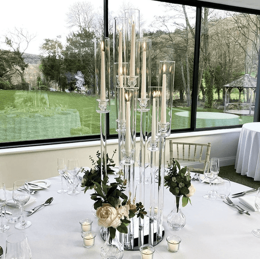 Elegant Acrylic Candelabra Centerpieces for Weddings and Events.