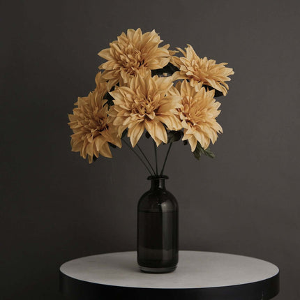 AliKopy 20" Champagne Silk Dahlia Flower Spray - Set of 2, Realistic L
