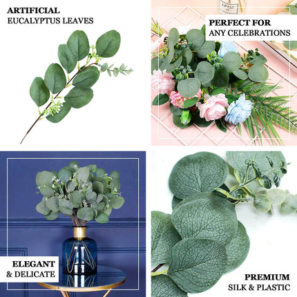 AliKopy 14 Stems Real Touch Eucalyptus Bouquet, 12" Faux Floral Arrang