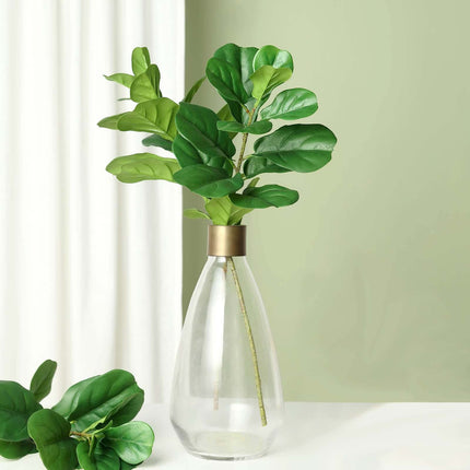 AliKopy 25" Green Artificial Fiddle Leaf Branches - Set of 2, Realisti