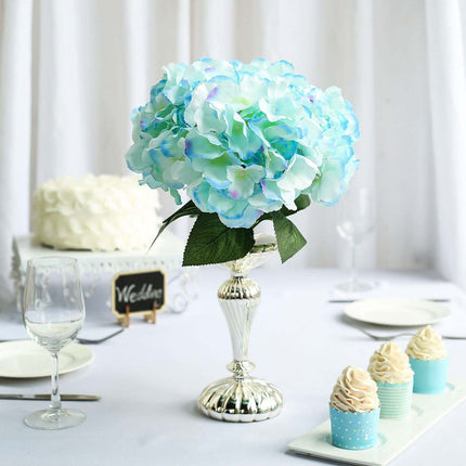 AliKopy 5-Pack Baby Blue Artificial Silk Hydrangea Flower Bouquets