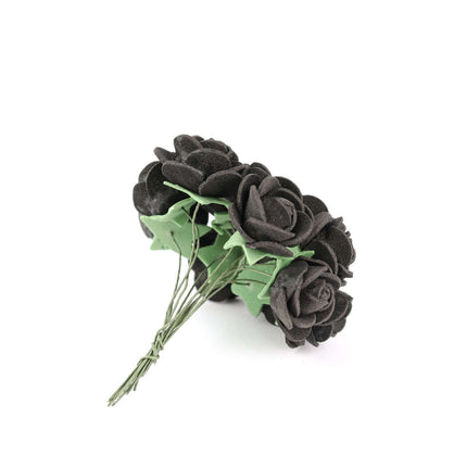AliKopy 48 Black Real Touch Foam Roses - DIY Craft Flowers with Stem