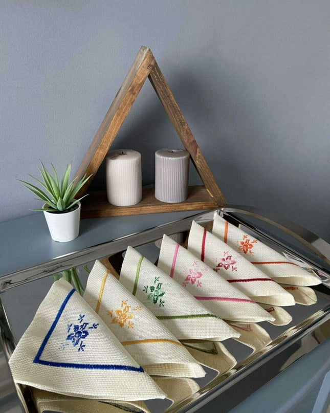 Elegant Blue Linen Cocktail Napkins Set of 4 - Premium Quality Dining Essentials