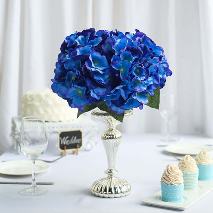 AliKopy Royal Blue Artificial Silk Hydrangea Bouquets - Set of 5, Real
