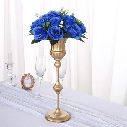 AliKopy 2 Pack Royal Blue Silk 15-Head Rose Flower Balls - 10" Centerp