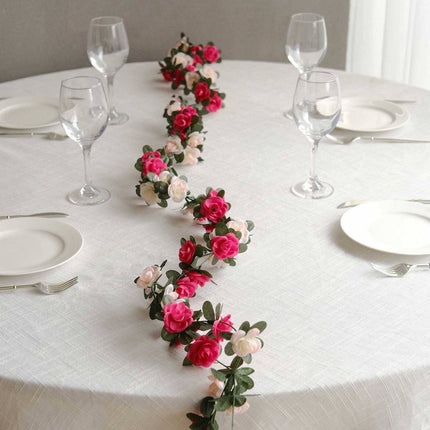 AliKopy 2 Pack 8ft Blush Fuchsia Silk Flower Garland with 45 Flower He