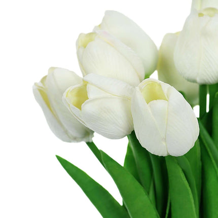 AliKopy 10 Stems 13" Real Touch White Foam Tulip Flower Bouquets
