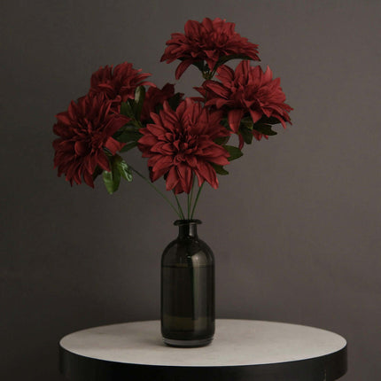 AliKopy 2 Bouquets 20" Burgundy Silk Dahlia Flower Spray Bushes - Real