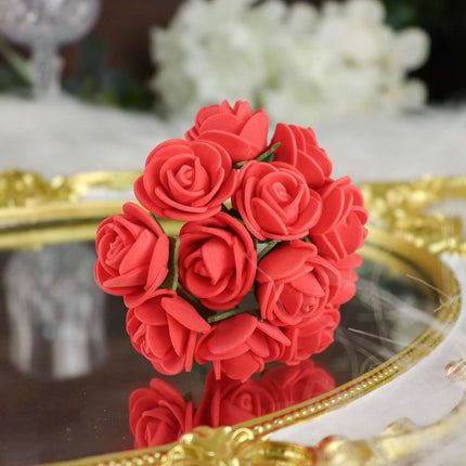 AliKopy 48 Burgundy Real Touch Foam Rose Buds with Stems - DIY Craft F