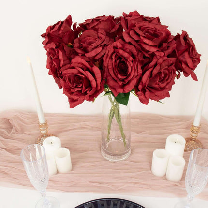 AliKopy 17" Burgundy Jumbo Silk Rose Bouquet - Premium Quality Floral