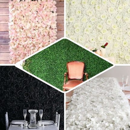 AliKopy 11 Sq ft Blush UV Protected Hydrangea Flower Wall Mat - 4 Pane