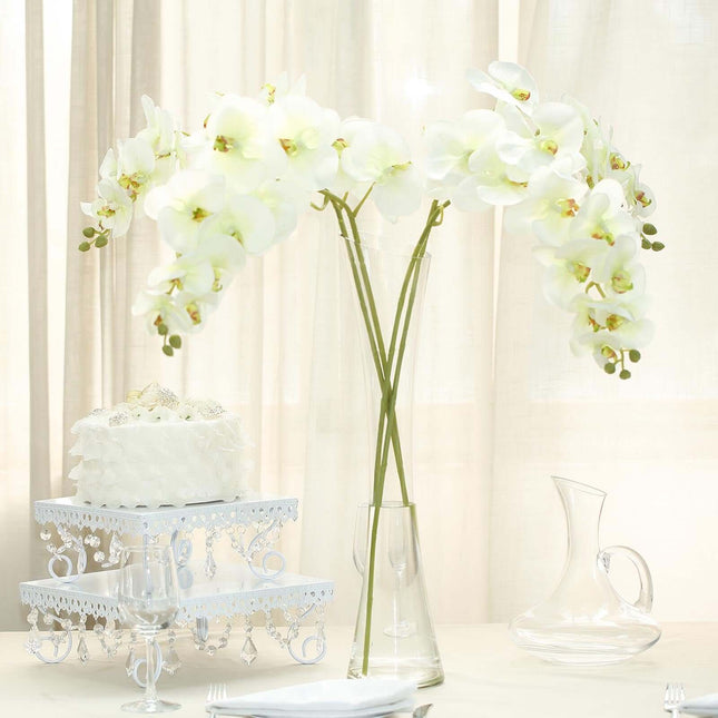 AliKopy 40" Tall Cream Artificial Silk Orchid Flower Bouquets - 2 Stem