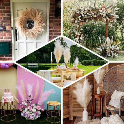 AliKopy 3 Stems White Pampas Grass - Realistic Faux Decor for Boho Sty