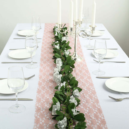 AliKopy 6ft UV Protected Silver Artificial Silk Rose Garland