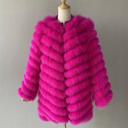 Luxurious Double-Sided Fox Fur Winter Cardigan with Silk Lining