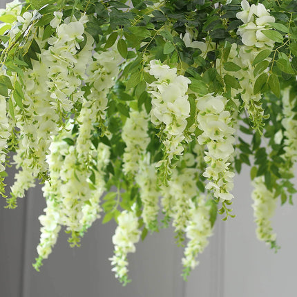AliKopy 55" Cream Silk Wisteria Vine Chandelier - Interchangeable Bran