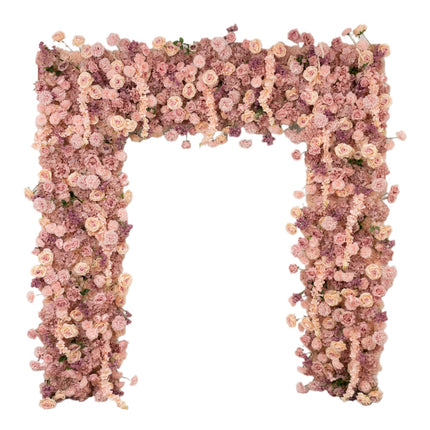 AliKopy 8ftx8ft Dusty Rose Flower Backdrop - Silk Roses & Hydrangeas