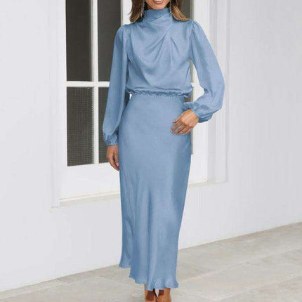 Elegant Dropped Sleeve Satin Midi Dress - A Must-Have for Every Fashionista