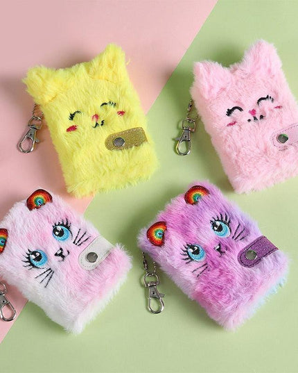 Chic Feline Luxury Duo - Plush Journal & Elegant Keychain Set