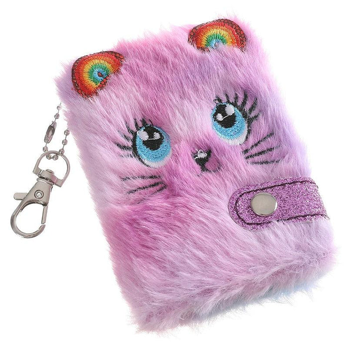 Luxurious Feline Charm - Plush Cat Notebook & Pendant Keychain Set