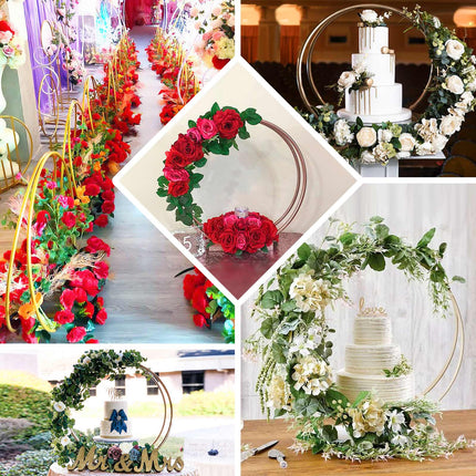 AliKopy Double Frame Hoop Table Centerpiece - Gold Metal, 24" Height