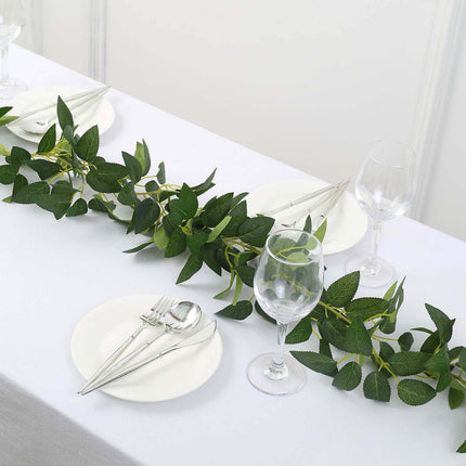 AliKopy 6ft Real Touch Green Silk Rose Leaf Garland - Flexible & Lifel