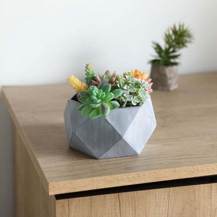 AliKopy Mini Cement Geometric Planter - 7" Gray Finish, Modern Design