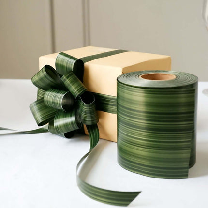 AliKopy 50 Yards Waterproof Green Ti Leaf Satin Ribbon - Two-Sided, 4"