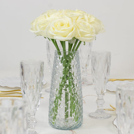 AliKopy 10 Pcs 12" Ivory Silk Roses - Realistic, Perfect for Bouquets