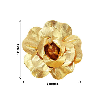 AliKopy 6 Pack 8" Metallic Gold Real Touch Foam Craft Roses - DIY Deco