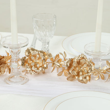 AliKopy 6.5ft Metallic Gold Flower Garland - Magnolia & Jasmine Decor