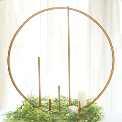 AliKopy 24" Gold Floral Hoop Centerpiece - Self-Standing Balloon Arch